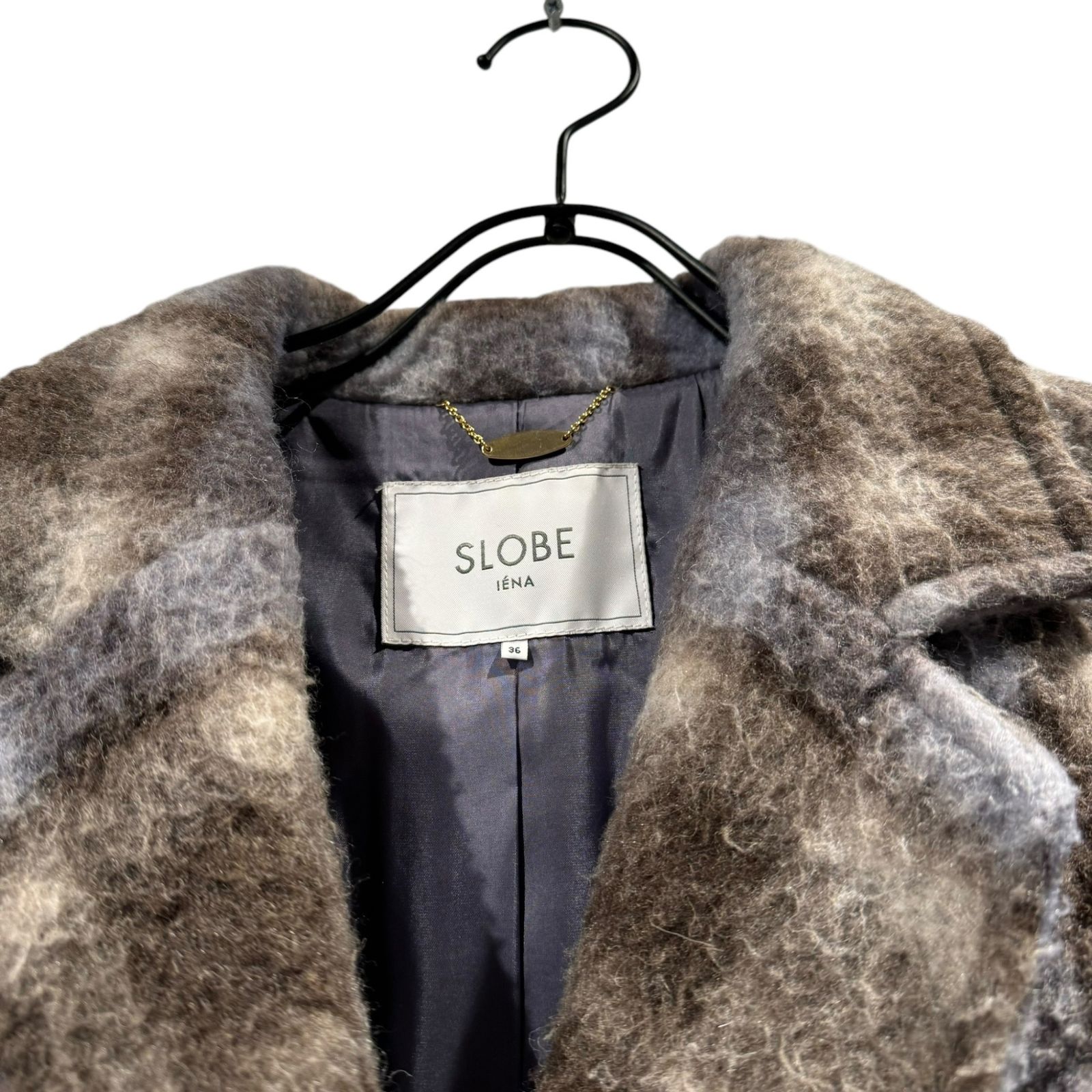 SLOBE IENA(スローブイエナ) チェックシャギーロングコート