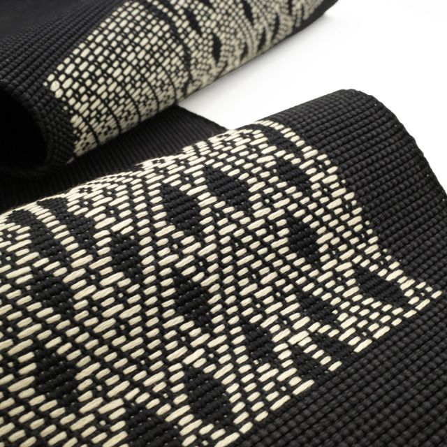 新古品 名古屋帯 ♥ 九寸 米沢 米澤 宝来織 紙こぎん こぎん織 正絹 黒地 ブラック 和紙 紙糸 色紙重ね 縦菱 四角 モノトーン スタイリッシュ カジュアル 春 秋 冬 仕立て上がり みやがわ sb54521 WWW_OLIVIERBERNSTEIN_COM