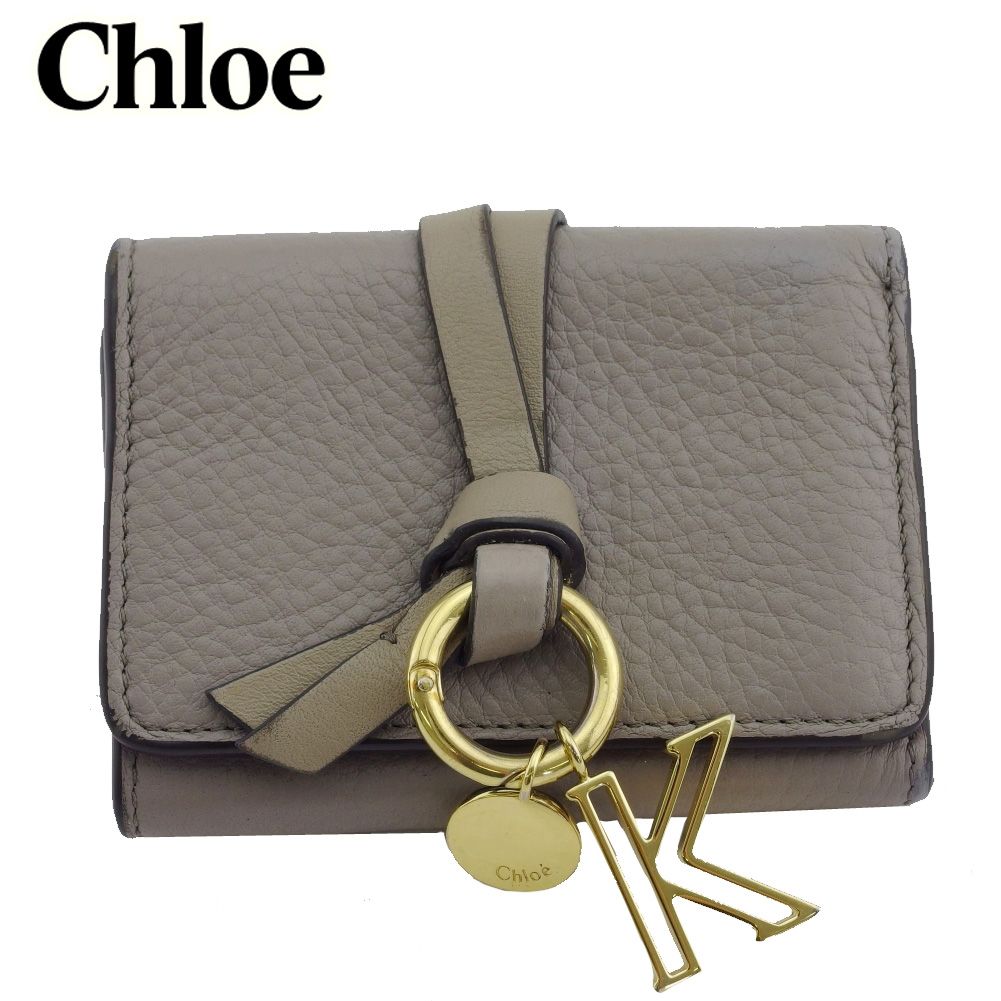 クロエ Chloe 三つ折り財布 アルファベット Kチャーム付き