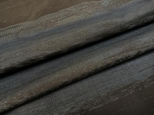 平和屋着物○本場大島紬 残糸織 やたら織 変わり横段文 黒地 正絹