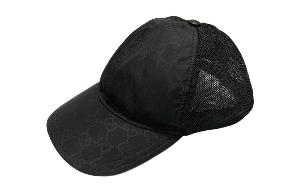 グッチ GUCCI HAT M BASEBALL OUTL GG NYLON ナイロン ベースボールキャップ 黒 510950 4HD47 帽子 メンズ帽子 キャップ 総柄 ブラック LLサイズ 101hat-78