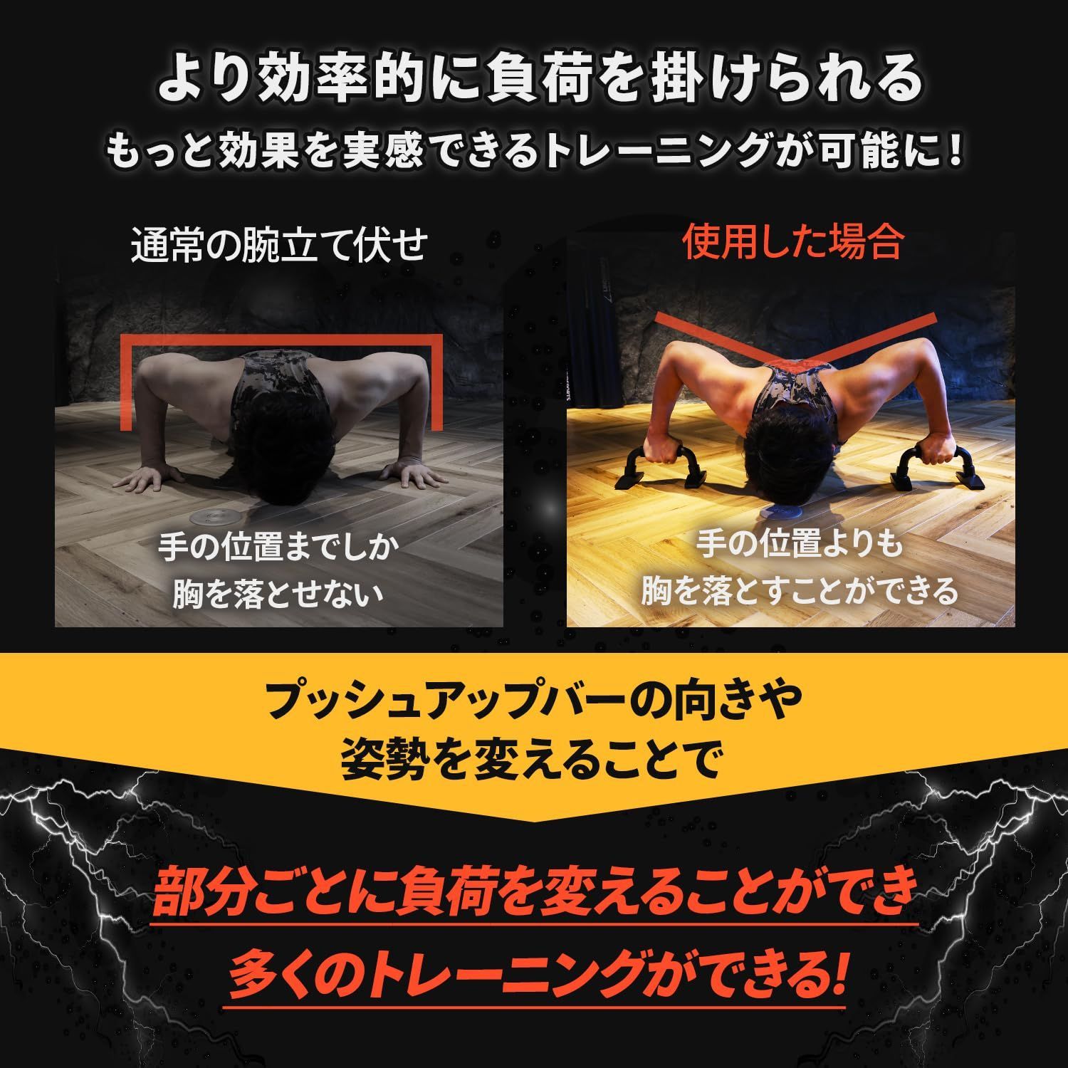 【特価商品】プッシュアップバー 耐荷重350kg 滑り止め加工 MRG 筋トレ トレーニング ブラック