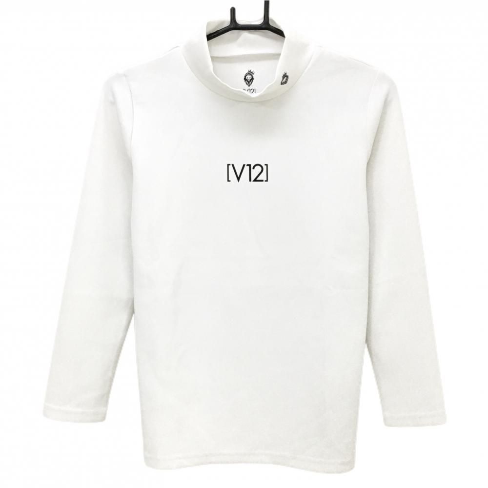 V12 長袖ハイネックシャツ 白 バックロゴプリント メンズ 0 S ゴルフウェア V12