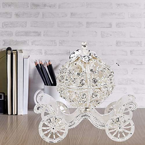 カボチャの馬車 クリスタルジュエリーボックス 宝石箱 ジュエリーボックス インテリア雑貨 置物 パンプキン プッシュカート かわいい 小物入れ 工芸品 デスク装飾 クラフトギフト