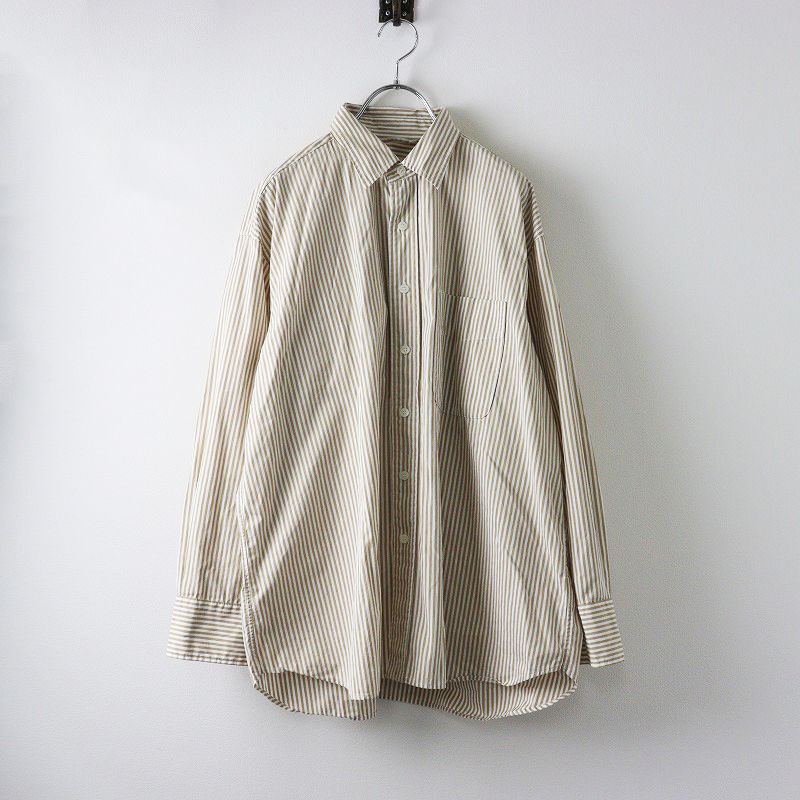 美品 定価14300円 2024SS スピック&スパン Spick and Span ストライプ コットンブロードワイドスクエアシャツ ベージュ【2400014391909】 美品 定価14300円 2024SS スピック&スパン Spick and Span