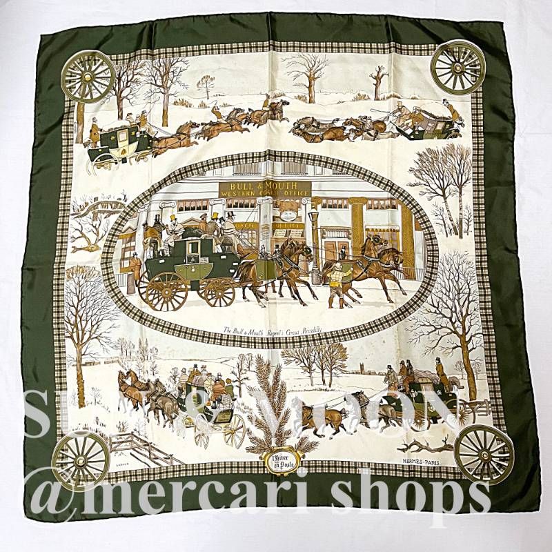 HERMES エルメス スカーフ カレ90 L'HIVER EN POSTE 郵便馬車