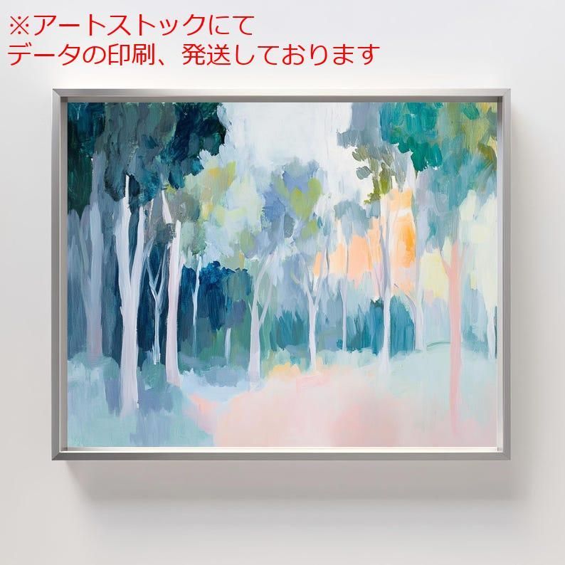 mz ポスター A1 サイズ (~A4まで対応可) パステルカラーの森の風景ウォール