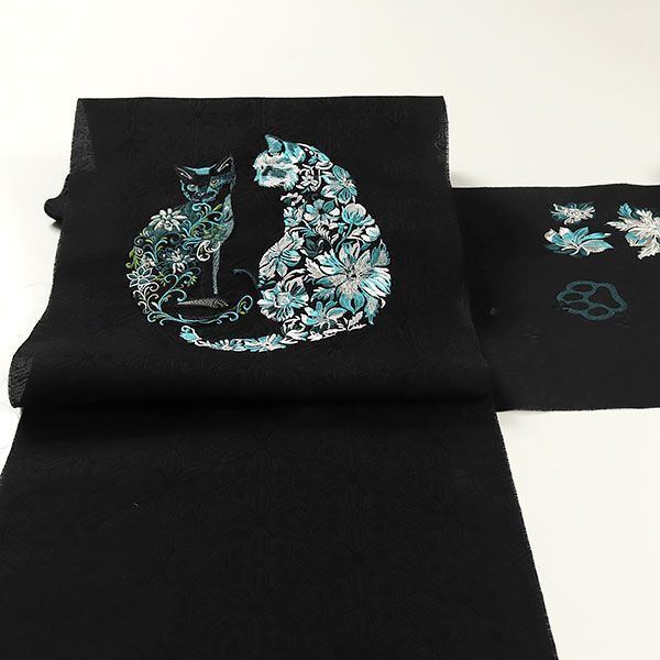 新柄　西陣織刺繍九寸名古屋帯　コーイケルホンディエ【綿芯御仕立付】②こげ茶 本日限定大幅値下げ！新柄西陣織九寸名古屋帯コーイケルホン