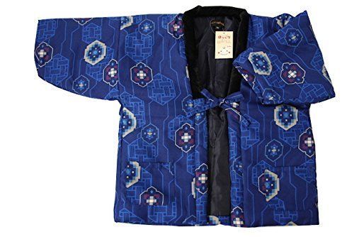 Size:110_Color:2.濃青(六角形) [とせん] 半天 半纏 子供用 キッズ 男の子 男児はんてん 110cm 120cm 130cm 150cmサイズ 節電 ウォームビズ 保温 エコ 暖房費節約 どてら ちゃんちゃんこ 湯冷め防止 ひえ防