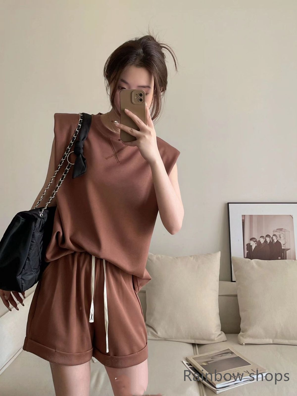 DABUWAWA大人可愛い上下セット トップス/パンツ ミニ 新品未使用】上下セット レディース トップス セットアップ