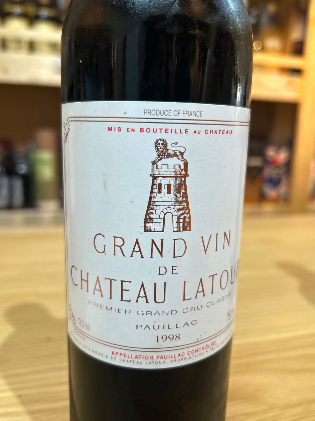未開栓 シャトーラトゥール1998 750ml