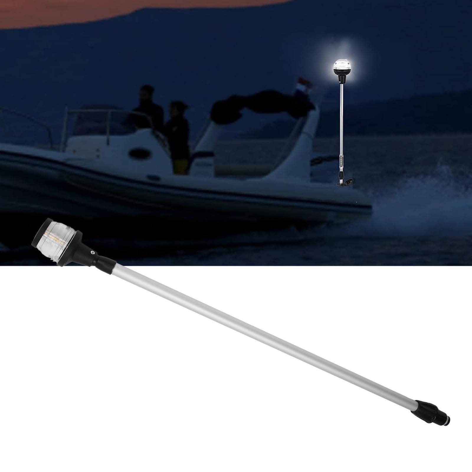 IP65防水ボート航行灯 LEDボートアンカーライト 360 度全周ボート船尾ライト 29.5-43.7インチの海洋航行灯 漁船 ヨット 船舶用