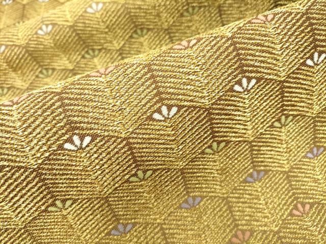 平和屋着物○両面 六通柄袋帯 亀甲松葉文 金糸 正絹 逸品 DAAR0729fe
