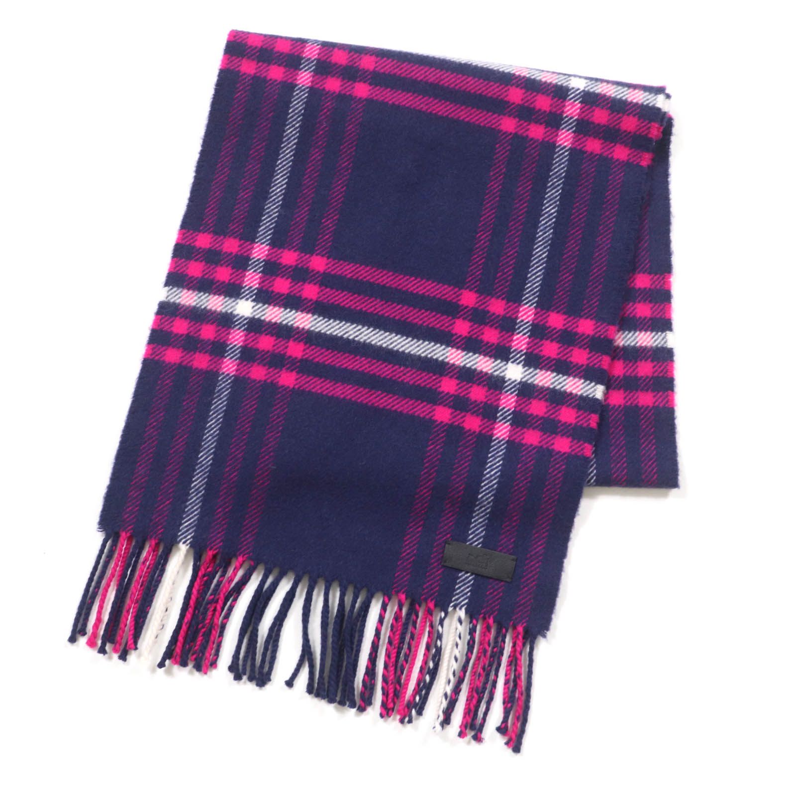 極美品☆HERMES エルメス カシミヤ100％ チェック柄 レザー