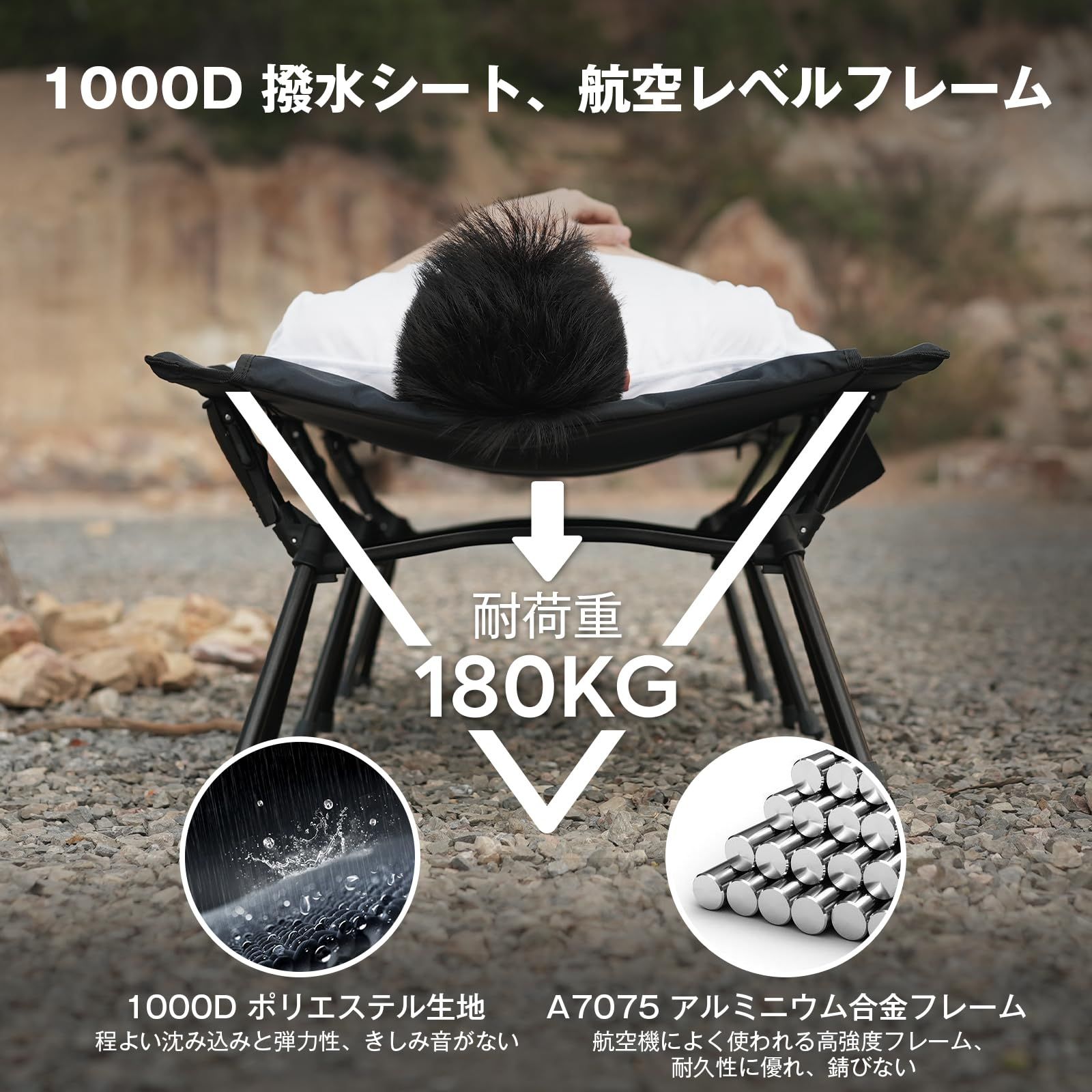 Upgrade ICECO キャンプコット 2WAY 1000D 耐荷重180KG 軽量2.8KG ハイ ロー切替 静音設計 キャンプ アウトドア ベッド 折りたたみ式 組立簡易 コンパクト 収納バッグ付き 日本語説明書付 ブラック