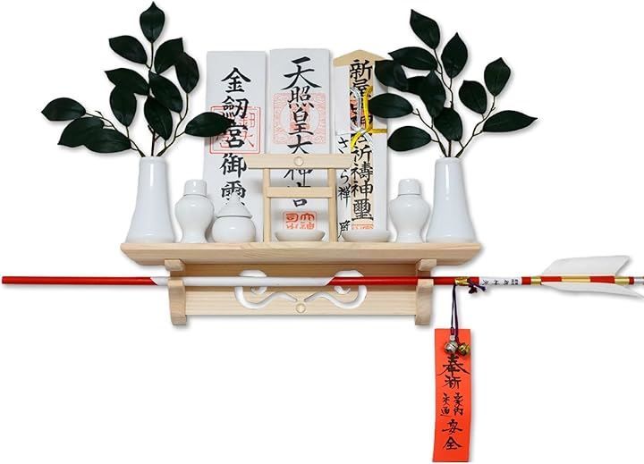 さくら禅 棚型 神棚 神明 白松 壁掛け お札立て モダン 棚板 神具 本体のみ 神明鳥居 水晶付き