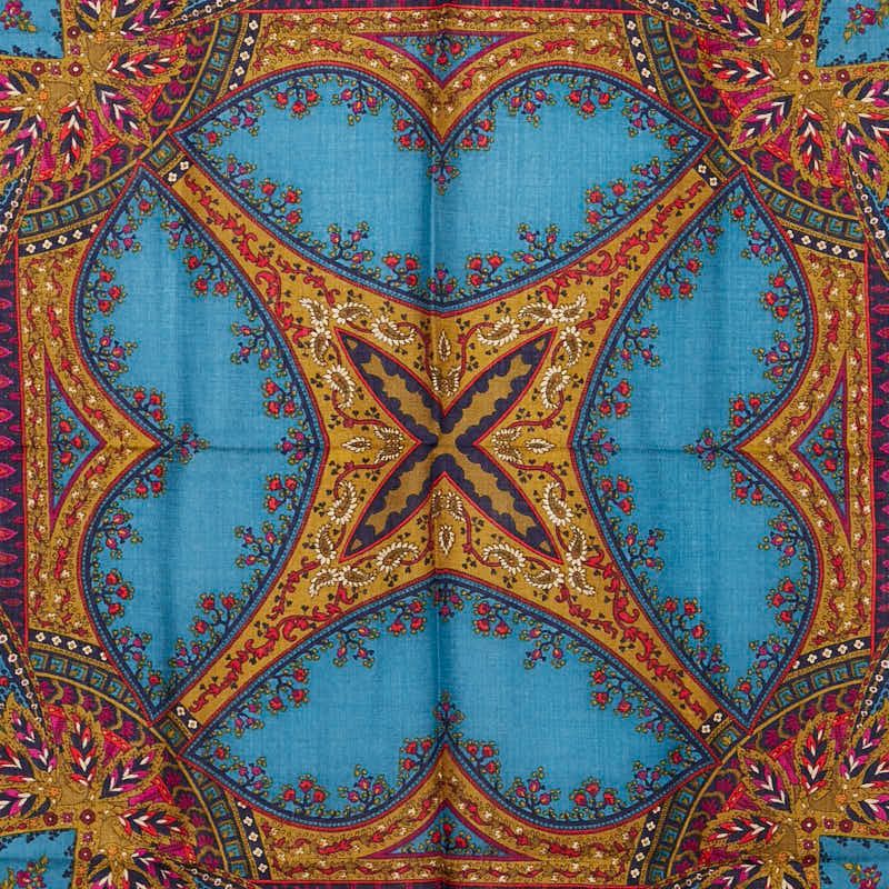 ディオール 花 フラワー ペイズリー モチーフ 大判スカーフ ストール ブルー レッド マルチカラー ウール レディース Dior 1-0237713