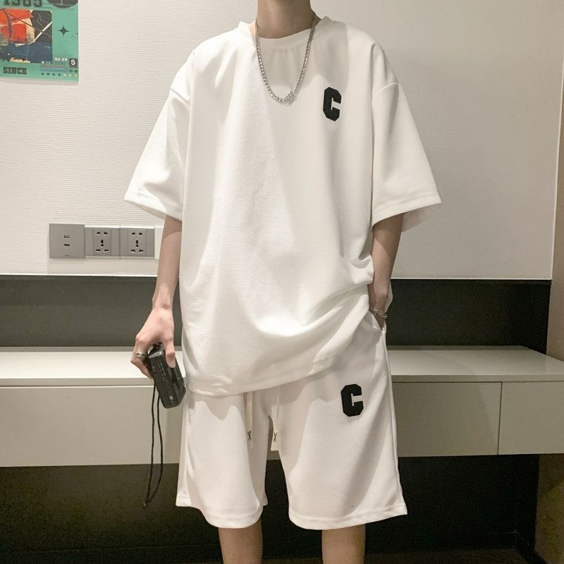 新品 セットアップ メンズ 半袖 ワッフル 夏 上下セット Tシャツ