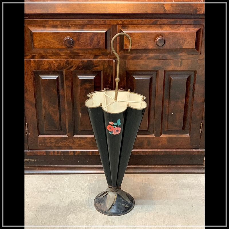 アンティーク 傘立て アンブレラスタンド 飾り フランスアンティーク 年代物 ヴィンテージ レトロ 花 フラワー ブラック 黒 ME0919-2