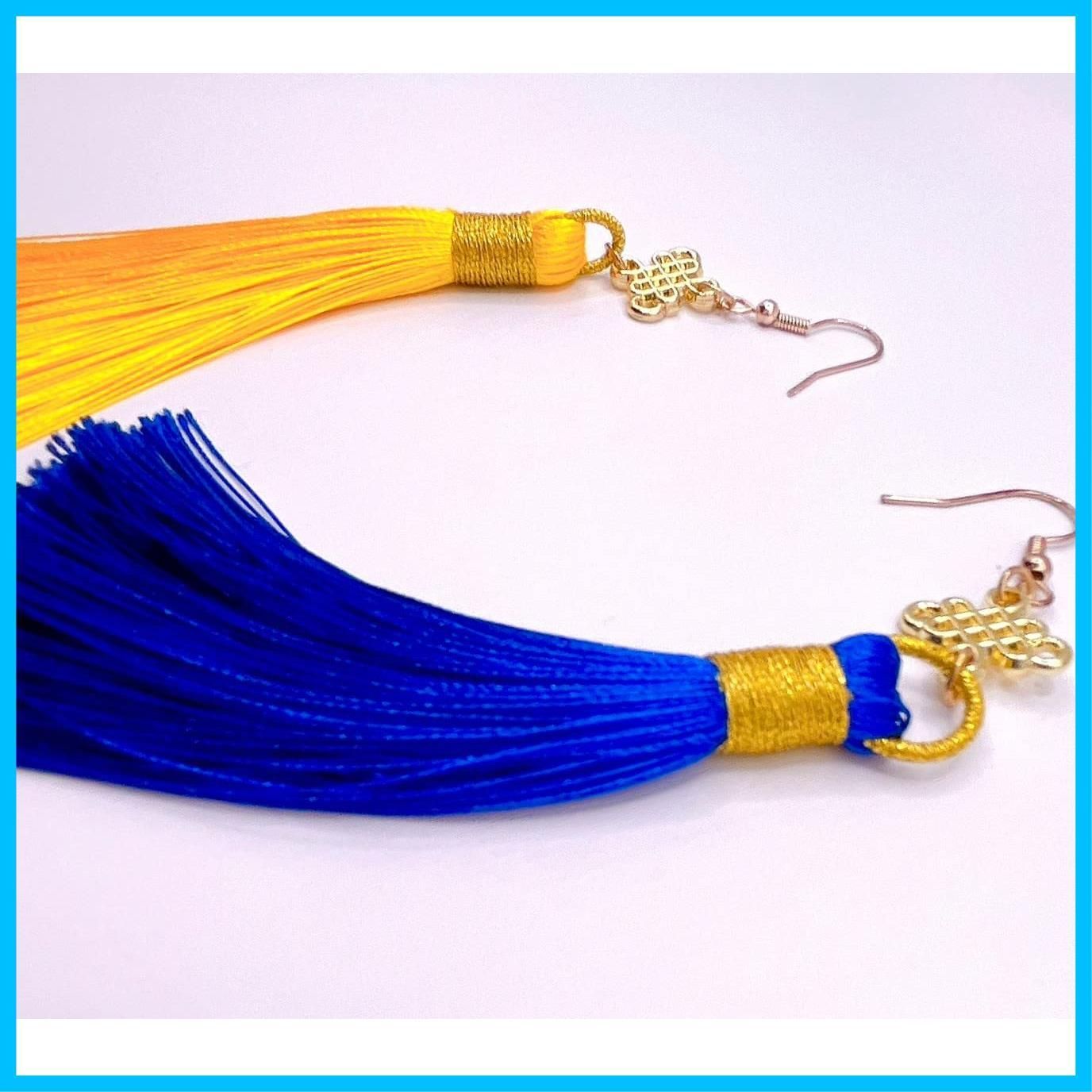 人気商品】タッセルピアス 黄 青 フリンジ メンズ レディース
