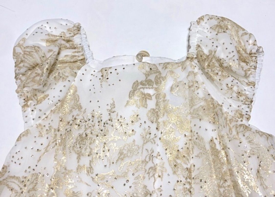 新品タグ付 TOCCA 花柄 刺繍 ワンピース ドレス ブルー 160 新品タグ付