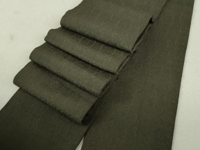 平和屋着物○男性 角帯 よろけ縞唐草文 涅色 正絹 逸品 DAAT7714ob