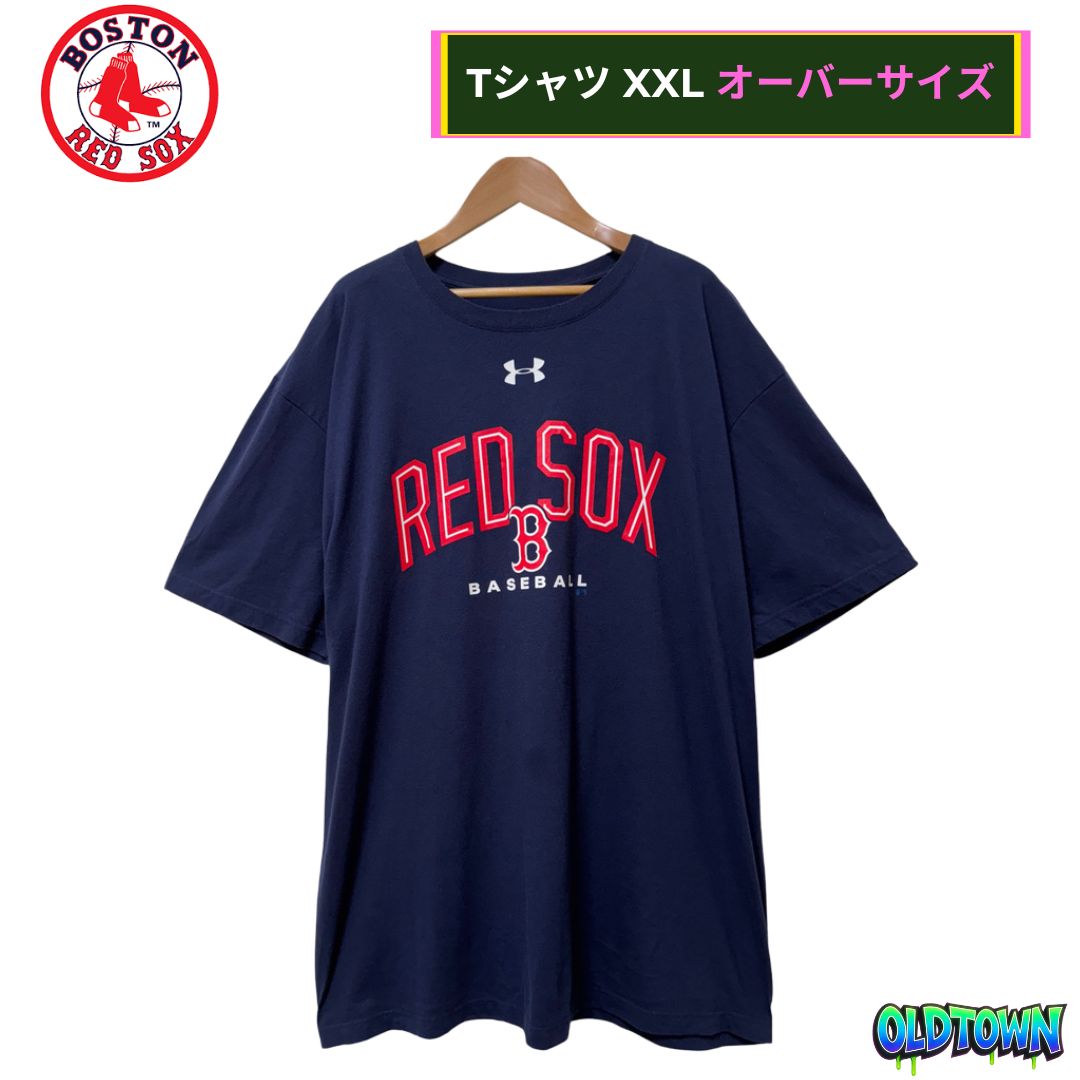 レッドソックス Tシャツ 2XL ネイビー アンダーアーマー XXL ネイビー RED SOX MLB メジャーリーグ ベースボール 野球 ストリート 吉田正尚 スポーツMIX under armour スポーツウェア ゆるだぼ オーバーサイズ 古着 A129