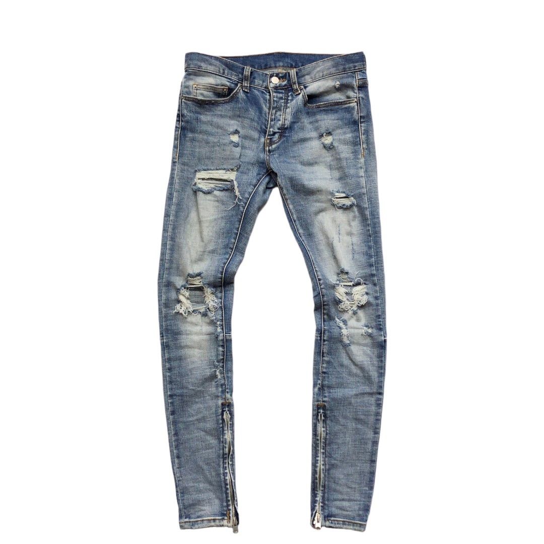 mnml ダメージ加工 スキニーデニム　28 mnml ミニマル デニム ジーンズ スリムフィット クラッシュ