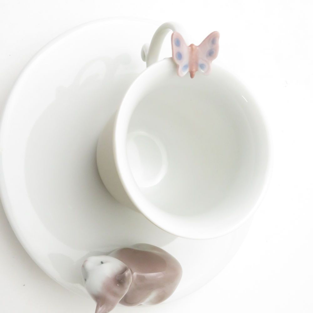 LLADORO/リヤドロ カップ&ソーサー/犬と小鳥/犬とカエル 2客まとめ ACB