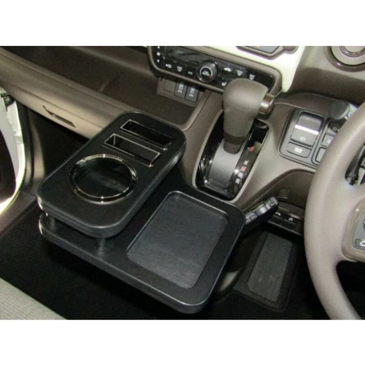 メーカー直送 N-BOX JF3 JF4 フロント用 レザーブラック スリーピース オリジナル 自動車用 センターテーブル ドリンクホルダー 付き コースター付属 ThreePiece!エンブレム付属 フロント テーブル BRIGHTFACE_UK
