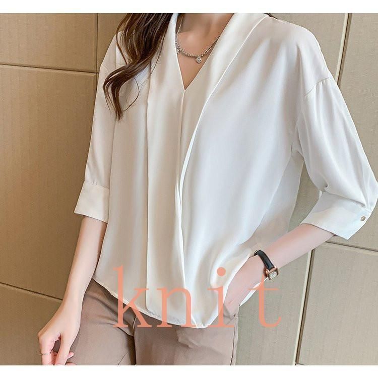ブラウス レディース 白 オフィス 夏服 おしゃれ 五分袖 40代 20