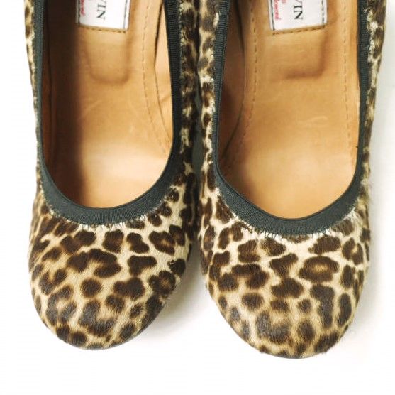 新品 LANVIN ランバン ポルトガル製 レオパードハラコウェッジソール