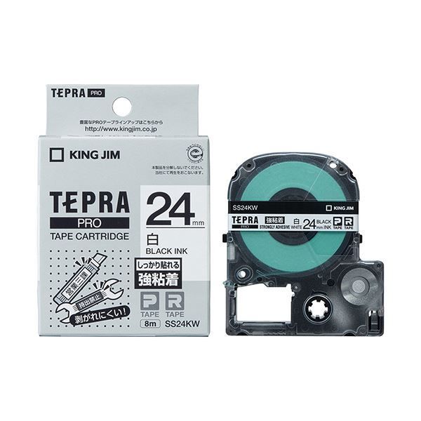 まとめ） キングジム テプラ PRO テープカートリッジ 強粘着 24mm 白