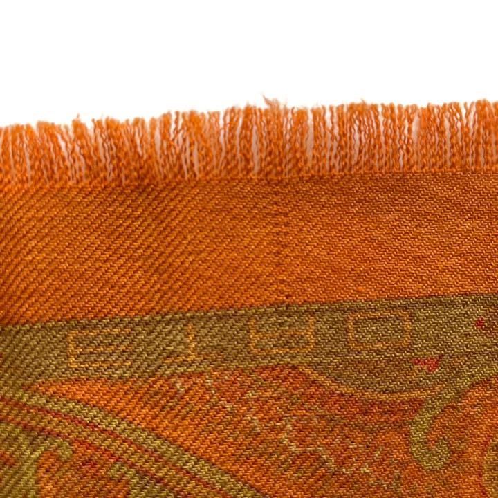 ETRO エトロ スカーフ ストール ペイズリー柄 オレンジ ブラウン