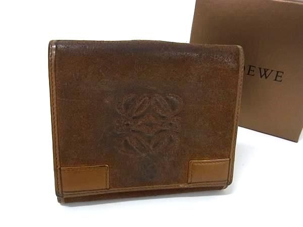 ✨美品✨ ロエベ　アナグラム　スエード　二つ折り財布 101 LOEWE ロエベ アナグラム スエード×レザー 二つ折り 財布