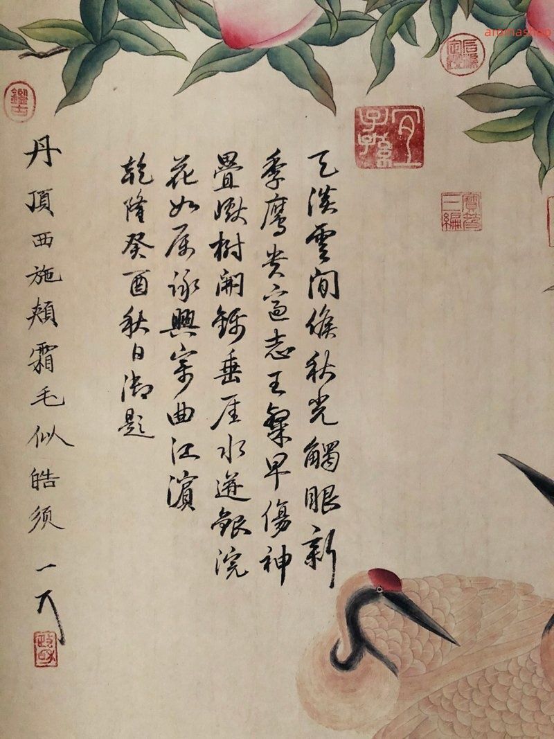 中国古美術・旧藏珍品・四尺中堂画・趙佶款・双鶴花鳥画・手描き・絹本・掛軸・水墨画 中国古美術・旧藏珍品・四尺中堂画・趙佶款・双鶴花鳥画・手描き