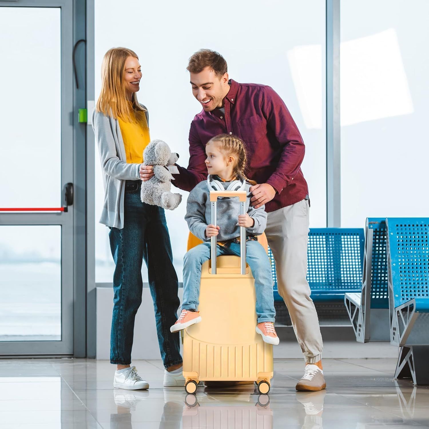 47L 座れるスーツケース キッズ 帰省 53*25*35.5CM 旅行 TSAローク搭載