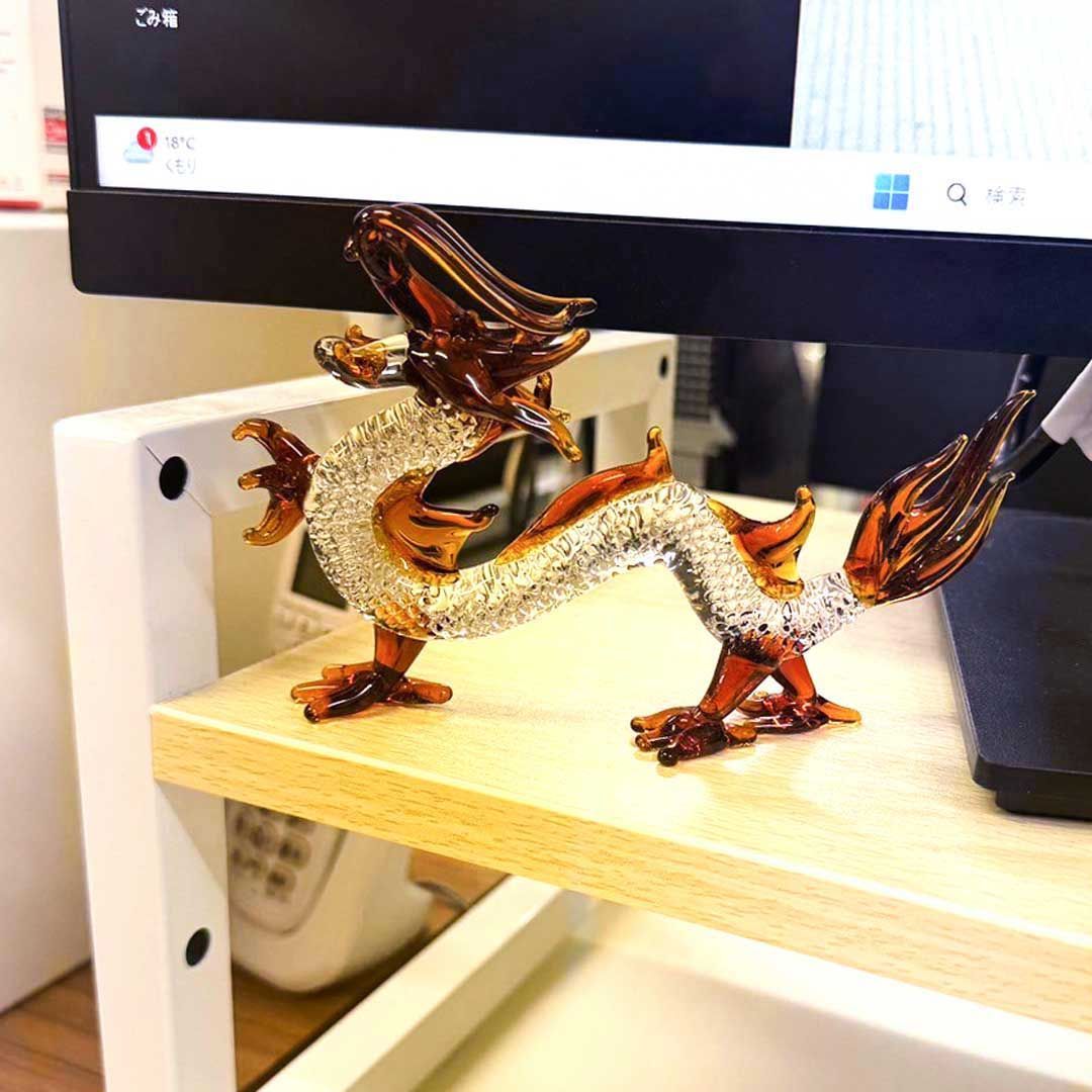 ラピスラズリ×水晶の龍　縁起物オブジェ　龍の置物 在庫限り】風水 クリスタル ガラス製 龍神 全5カラー 置物 干支