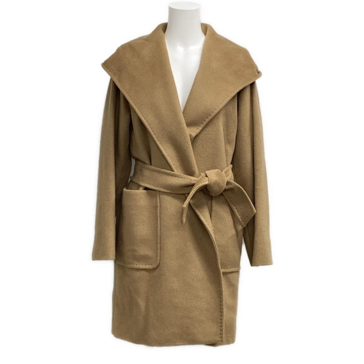 Max Mara マックスマーラ コート サイズJ42 レディース リアルト フーデッドラップコート 10860603 ライトブラウン 長袖|キャメル|秋|冬