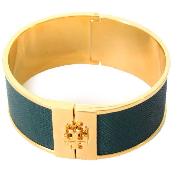 トリーバーチ ジュエリー TORY BURCH レザー ブラス ロゴブレス ワイド 