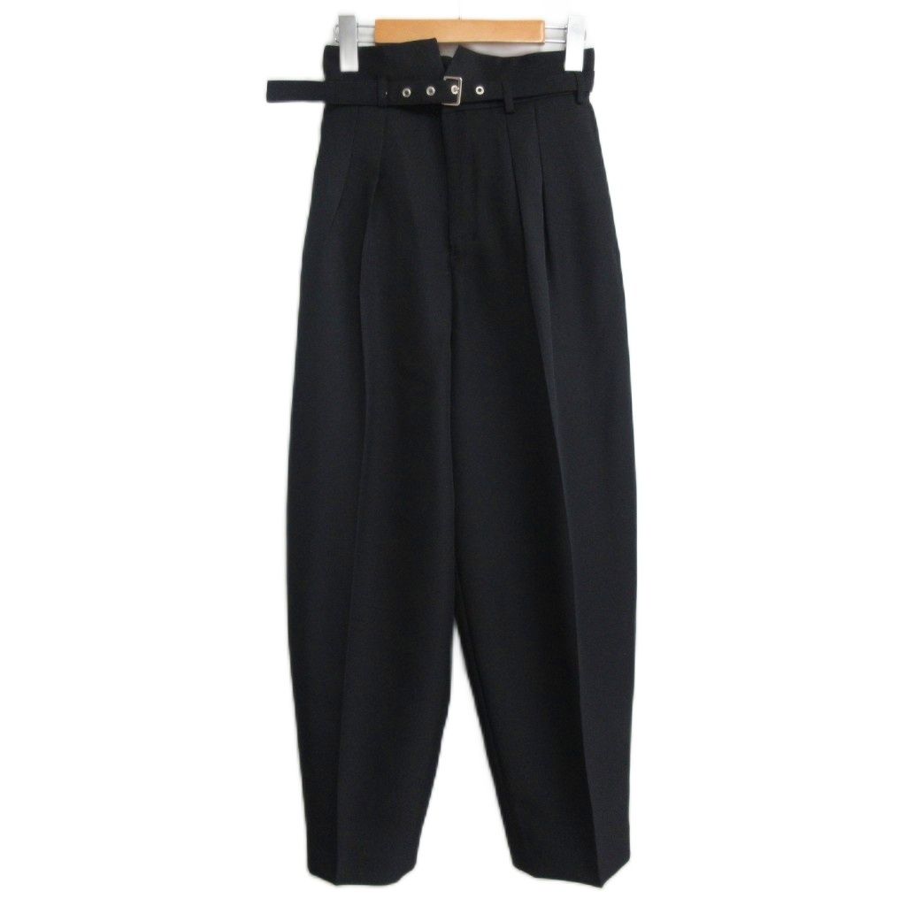 エリー ELLIE コクーンパンツ カーブパンツ ベルト付 スラックス EP-24008 黒 ブラック M WWW_NOITHATQUANGTHANH_NET