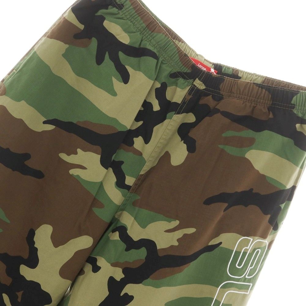 シュプリーム Supreme 秋冬 Spellout Embroidered Ripstop Track Pant コットン カモフラ イージーパンツ グリーンxブラウン サイズL メンズ