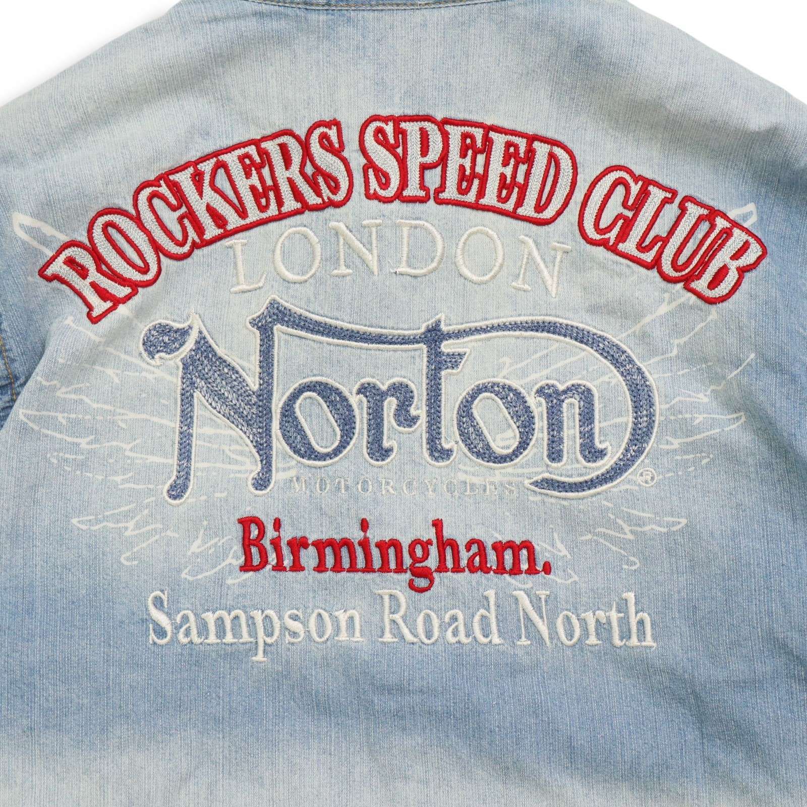 HOT，安い ☆未使用・メンズ☆Norton ノートン ロゴ刺繍 USED加工 デニムジャケット M
