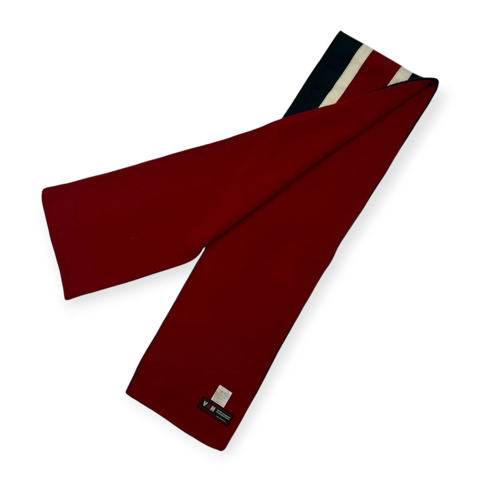 VAN JAC ヴァンヂャケット ワッペン付き スクール マフラー /レッド