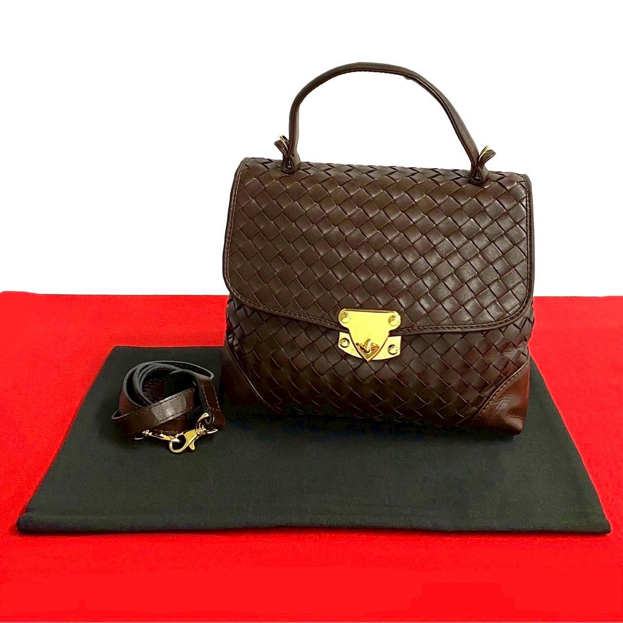 Vintage BOTTEGA VENETA イントレチャート ハンドバッグ 茶 BOTTEGA VENETA/ボッテガ・ヴェネタ】イントレチャート