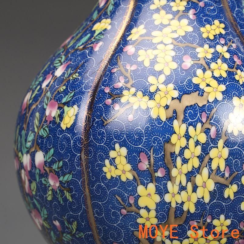 乾隆磁器琺瑯彩花果紋花口瓶 景徳鎮 陶磁器 装飾品 現代工芸品 美術品 置物 乾隆磁器琺瑯彩花果紋花口瓶 景徳鎮 陶磁器 装飾品 現代工芸品