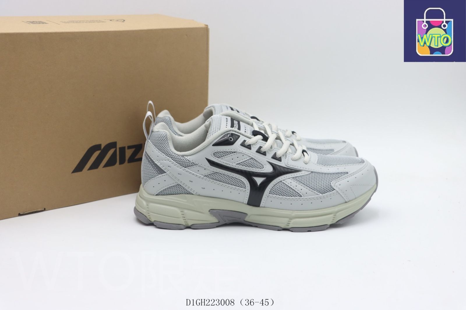 今日 ミズノのランニングシューズ グレー＆ブラック D1GH223008-WTO輸入0 KIN-KAAI_COM