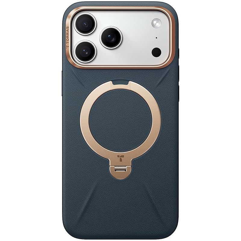 TORRAS iPhone 17 Pro Max 用 ケース 新感覚レザー スキンタッチ Ostand Q3 レザートーン MagSafe対応 リング スタンド 360°定点回転 縦横両対応 マグネット搭載 革 カメラコントロールボタン 米軍規格 耐衝撃 指紋
