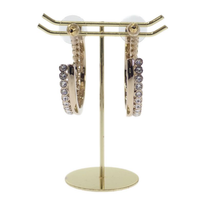 シャネル CHANEL CC フープ B23K ピアス メタル ストラス ゴールド  