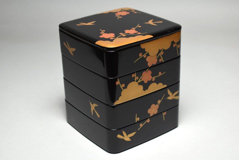 蔵A4665】輪島 漆光堂 梅に鶯図蒔絵 七ツ揃 屠蘇器 共箱 - メルカリ